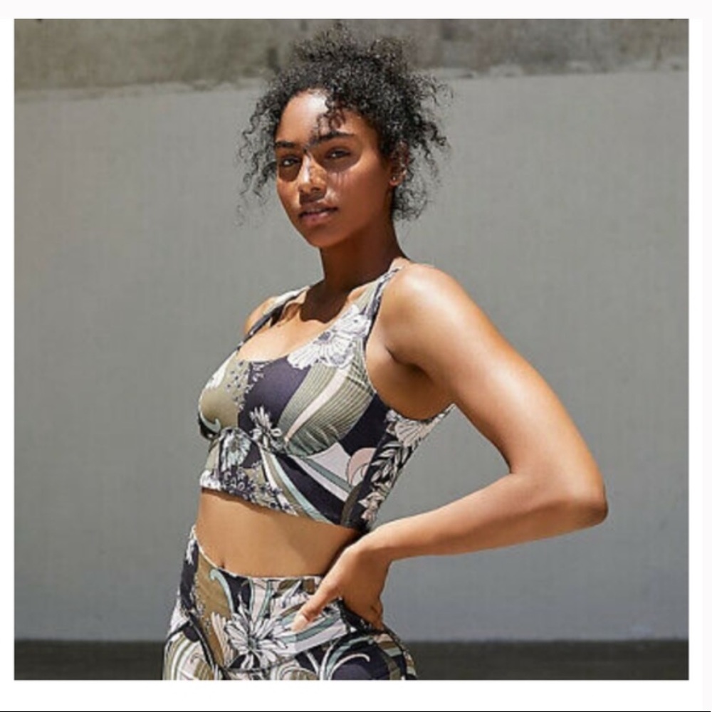 Free People Wave‎ Crush Sports Bra in Black Combo